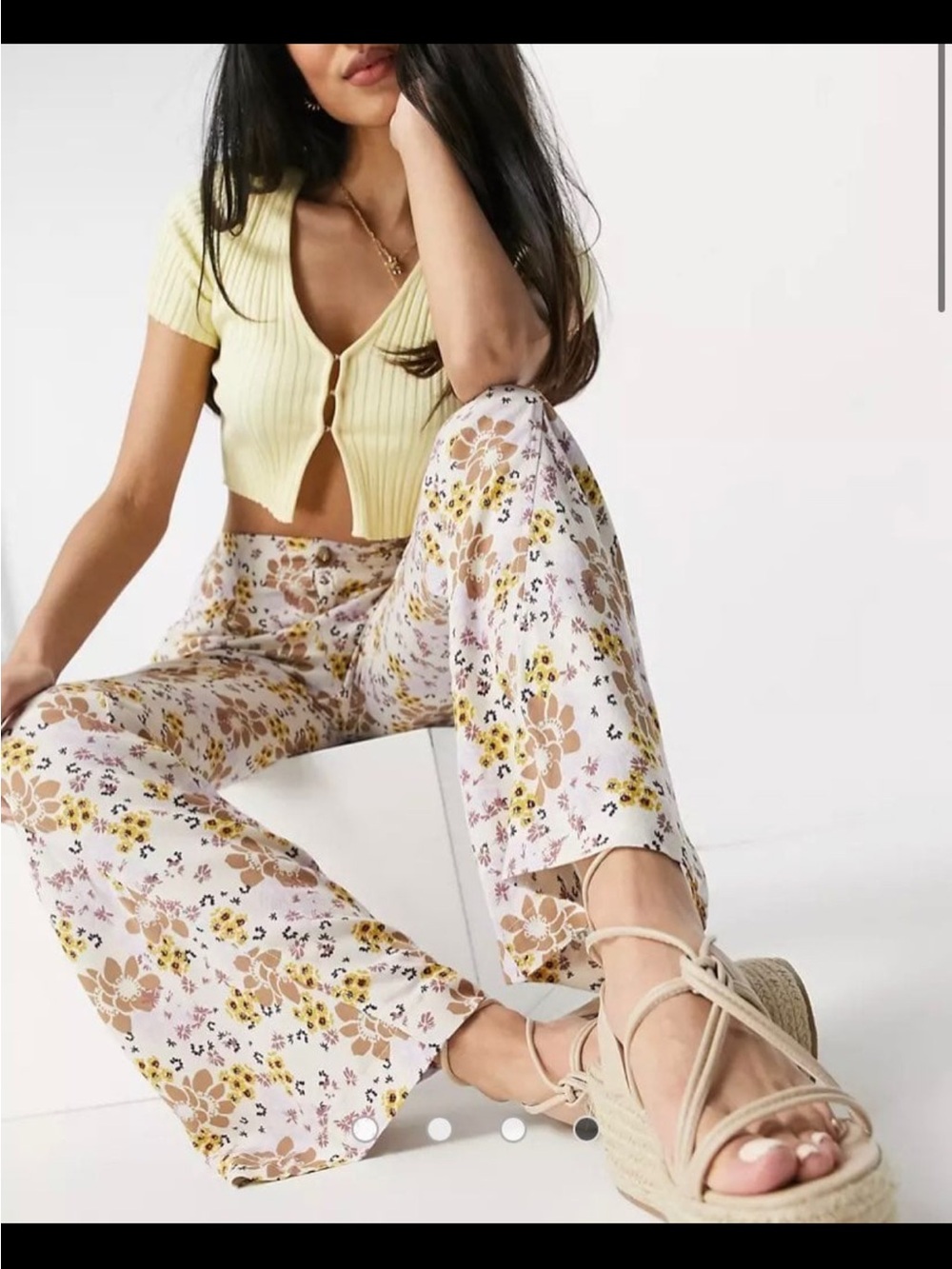 Free People Floral Print Flared-Leg Pants